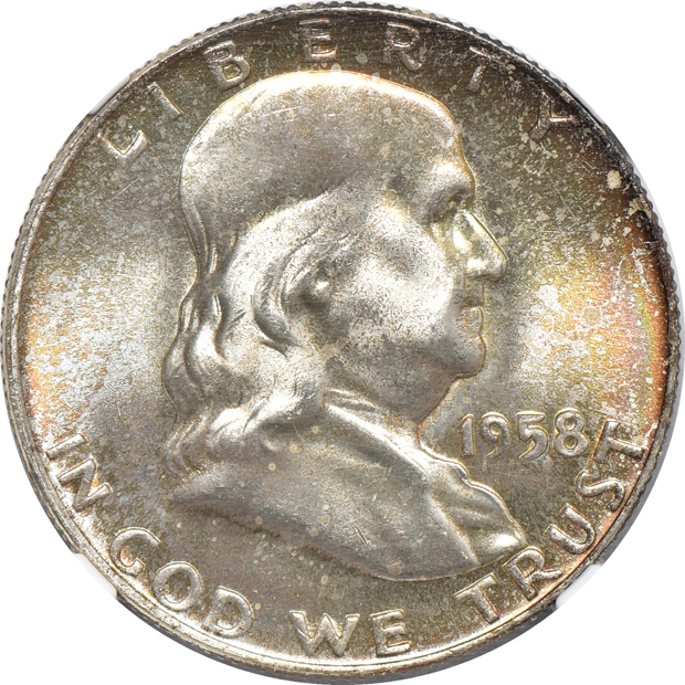 Four 1958 Mint Sets, including two 1958-D Franklin half-dollars certified MS-65 FBL