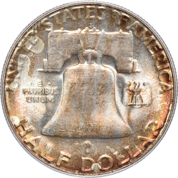 Four certified Walking Liberty half-dollars, and four certified Franklin half-dollars