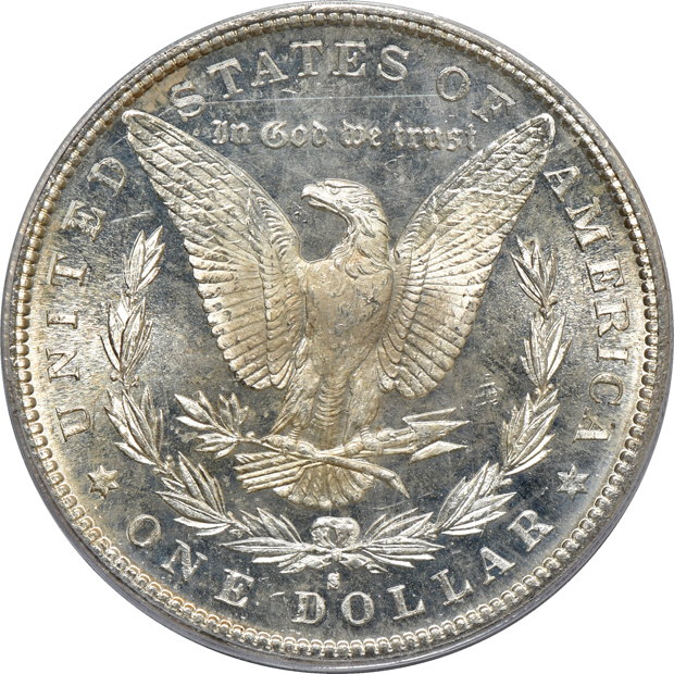 1882-CC MS-63, 1882-S MS-65PL CAC, and an 1890 MS-64, all PCGS