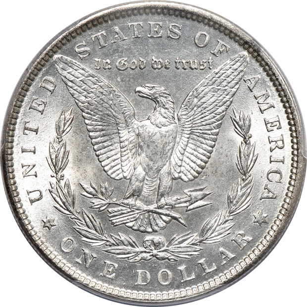 1882-CC MS-63, 1882-S MS-65PL CAC, and an 1890 MS-64, all PCGS