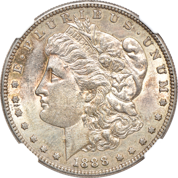 Five certified Morgan silver dollars