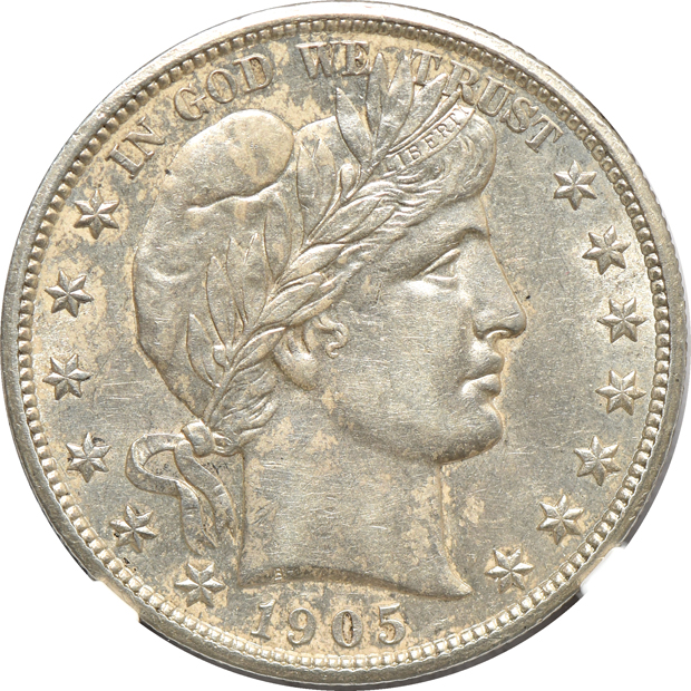Four US half-dollar type coins certified by NGC, as described