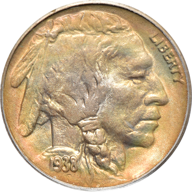 Eight certified Buffalo nickels