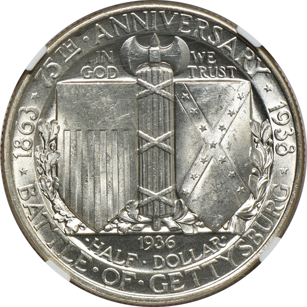 1936 Gettysburg MS-63 CAC and a 1936 Gettysburg MS-64, both NGC