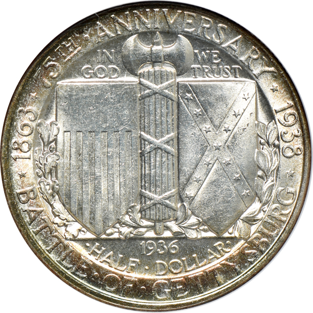 1936 Gettysburg MS-63 CAC and a 1936 Gettysburg MS-64, both NGC
