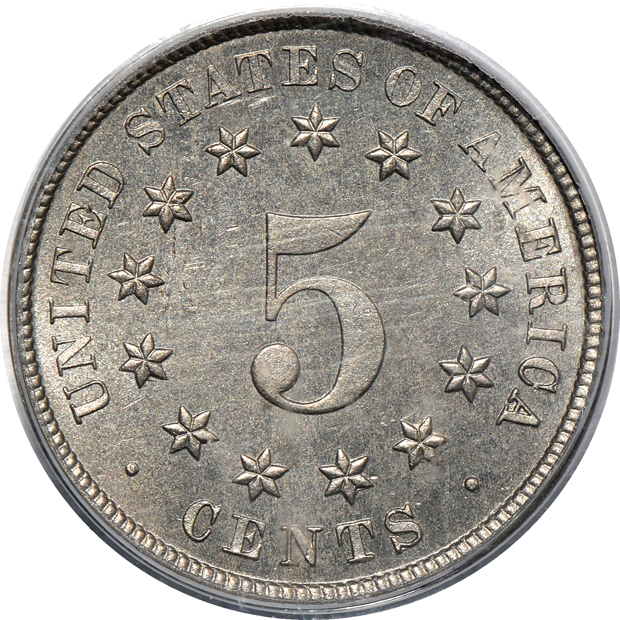 1882 Shield nickel PCGS PR-64 CAC, and a 1909 Indian cent NGC PR-65 RB