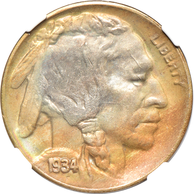 Eight certified Buffalo nickels