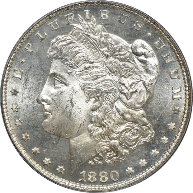 1880-S MS-65, 1880-S MS-65PL, and an 1880-S MS-65DMPL, all PCGS (green label)