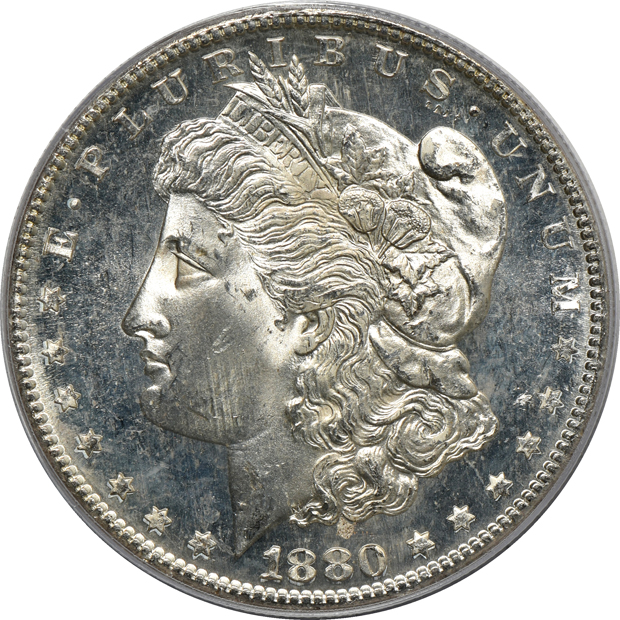 1880-S MS-65, 1880-S MS-65PL, and an 1880-S MS-65DMPL, all PCGS (green label)