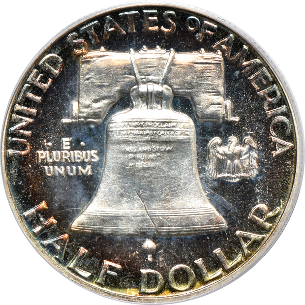 Five PCGS certified Proof Franklin half-dollars including a 1962 PR-65 (ratter) GOLD CAC