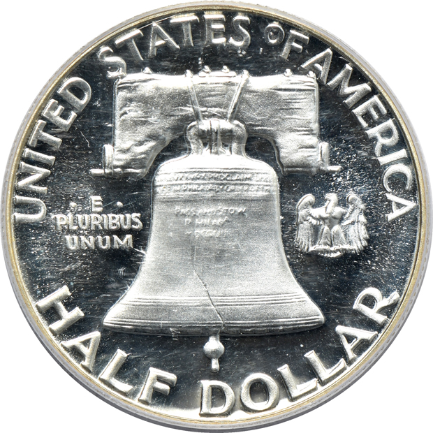 Five PCGS certified Proof Franklin half-dollars including a 1962 PR-65 (ratter) GOLD CAC