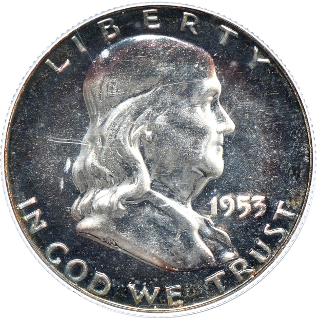 Five PCGS certified Proof Franklin half-dollars including a 1962 PR-65 (ratter) GOLD CAC