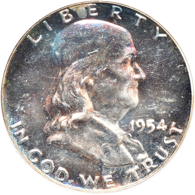 Five PCGS certified Proof Franklin half-dollars including a 1962 PR-65 (ratter) GOLD CAC