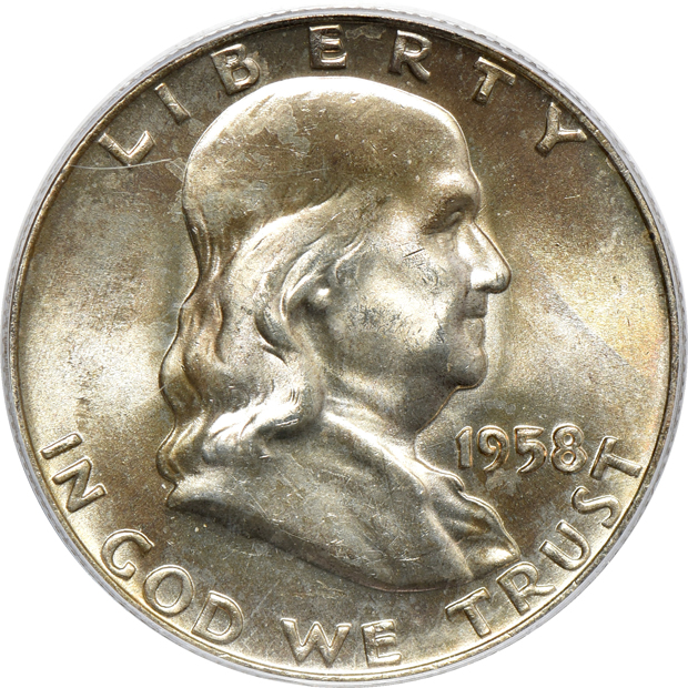 Eight PCGS certified Franklin half-dollars