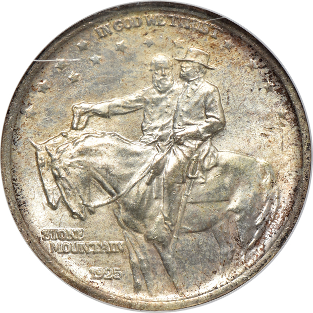 Five NGC certified silver commemorative half-dollars