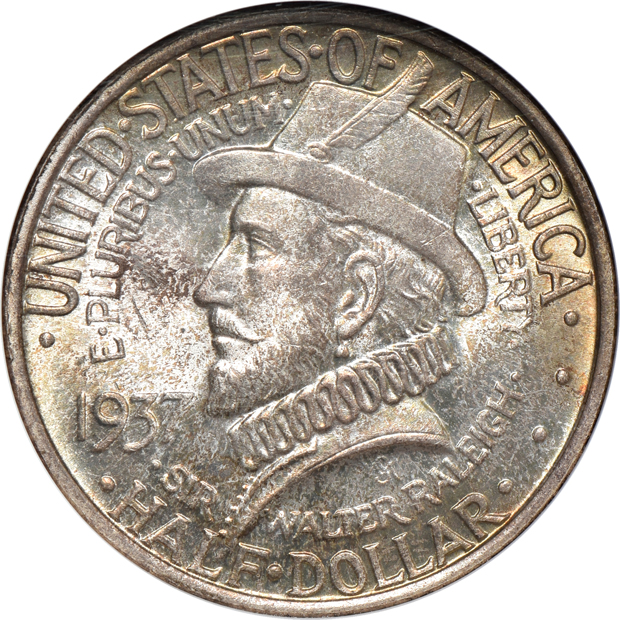 Five NGC certified silver commemorative half-dollars