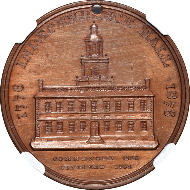 Pair of 1876 PA US Centennial Exposition So-Called dollars, Pointed 6 - Liberty Bell, HK-25, both NGC MS-65 BN