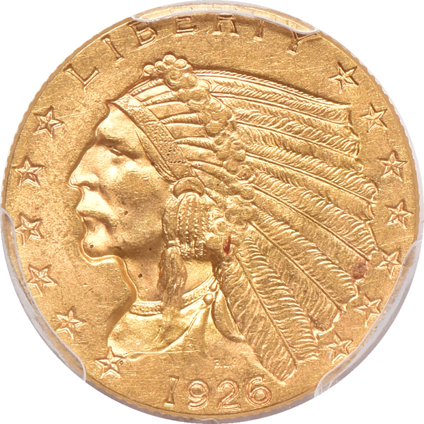 1904 Liberty double-eagle MS-64+, and a 1926 quarter-eagle MS-62, both PCGS