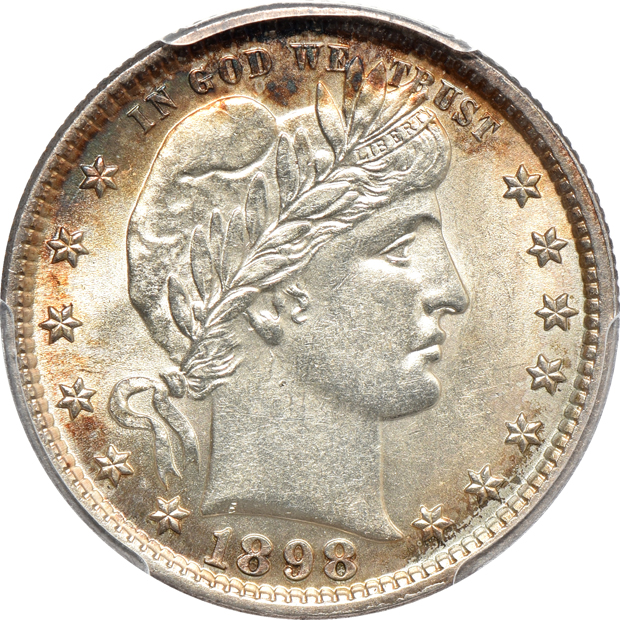 1895-S AU-55, 1898 AU-58, and a 1908 AU-58, all PCGS