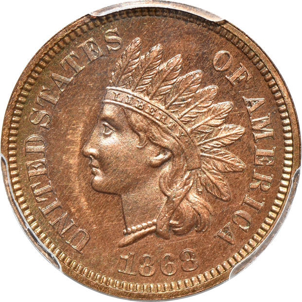 1868 PR-63BN CAC, and an 1887 PR-64RB, both PCGS