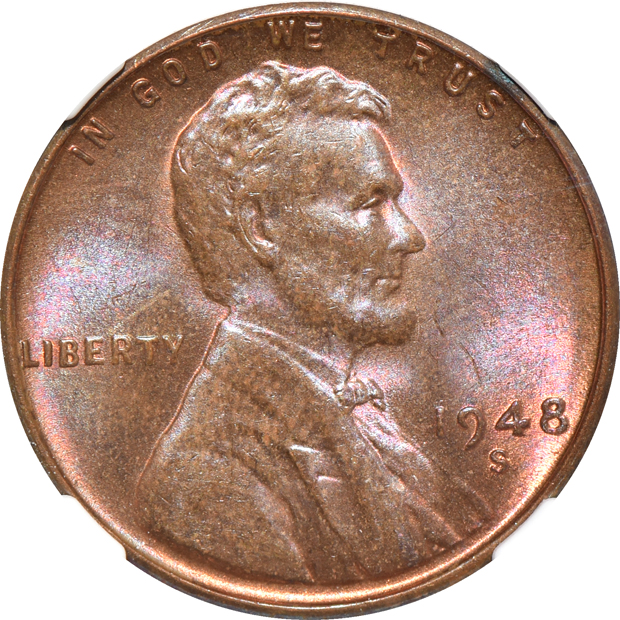 1972 Doubled Die Obverse MS-63 BN, plus five additional Lincoln Wheat cents, all NGC