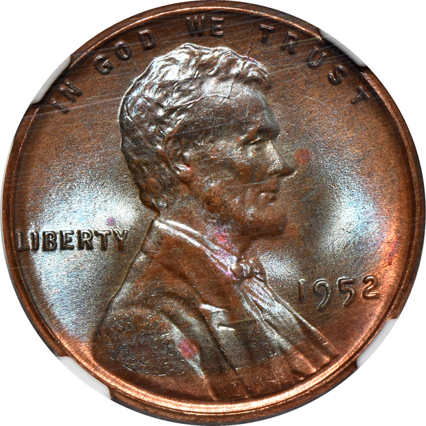 1972 Doubled Die Obverse MS-63 BN, plus five additional Lincoln Wheat cents, all NGC