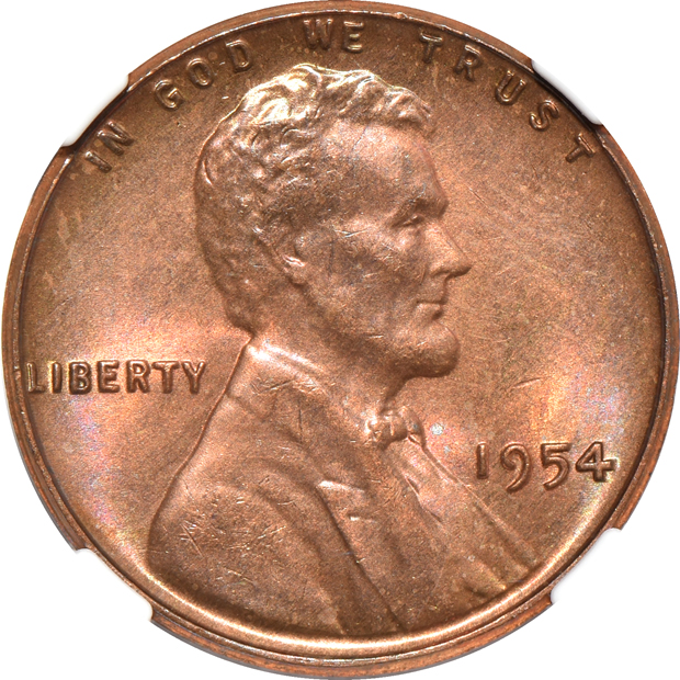 1972 Doubled Die Obverse MS-63 BN, plus five additional Lincoln Wheat cents, all NGC