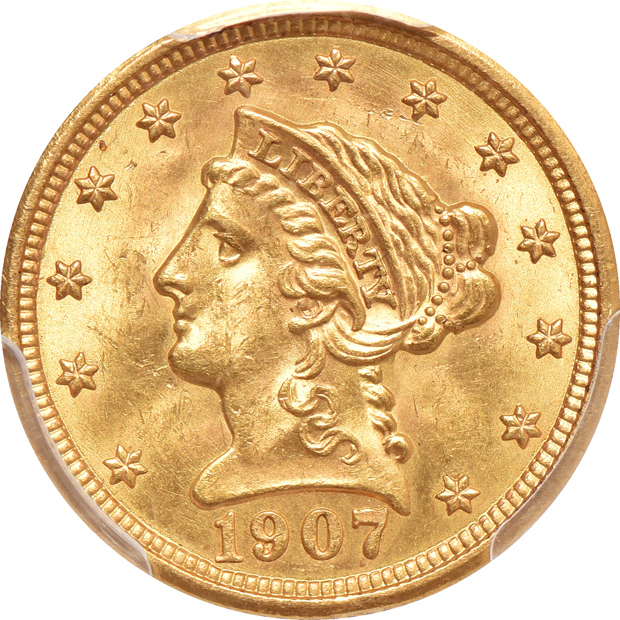 1899 Liberty half-eagle and 1907 Liberty quarter-eagle, both PCGS MS-64