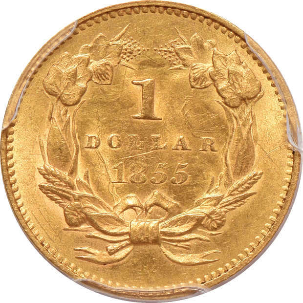 1855 and 1862, both PCGS UNC details/cleaned