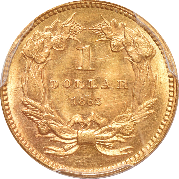 1855 and 1862, both PCGS UNC details/cleaned