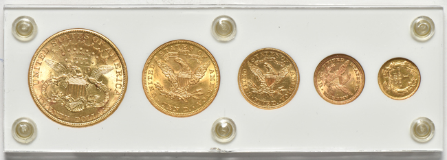 U.S. gold Liberty type set