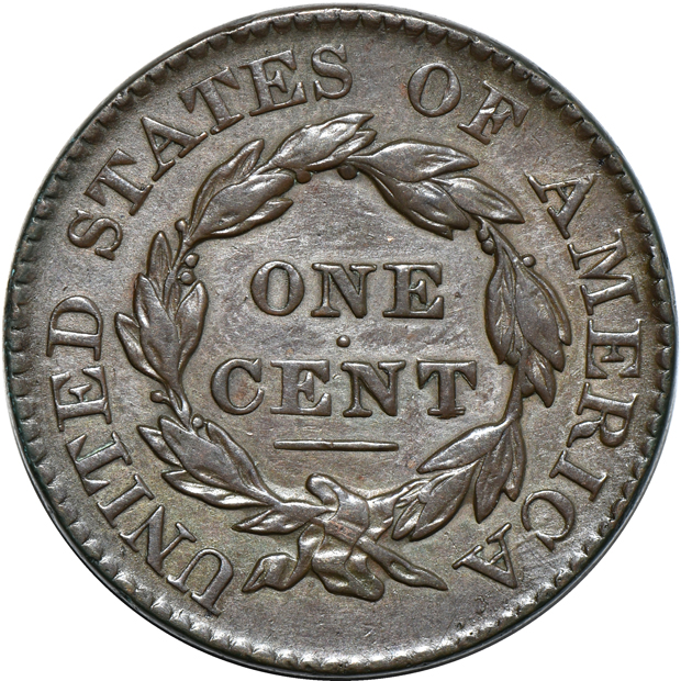 Nine large cents, as described