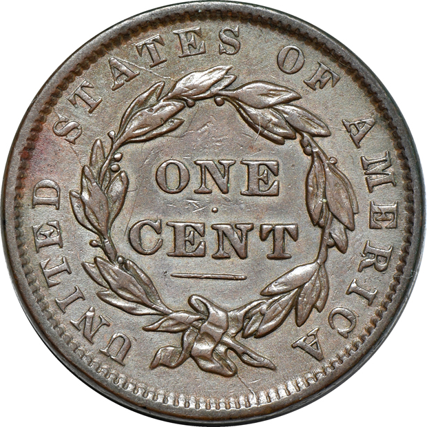 Nine large cents, as described