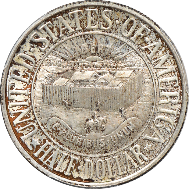 Four PCGS certified silver commemorative half-dollars, all CAC