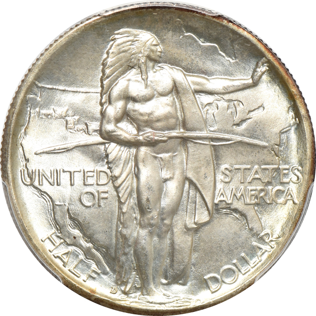 Four PCGS certified silver commemorative half-dollars, all CAC