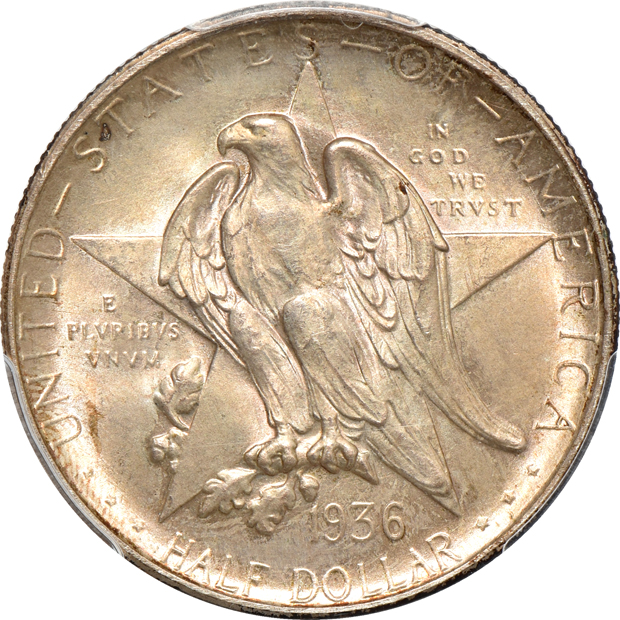 Four PCGS certified silver commemorative half-dollars, all CAC