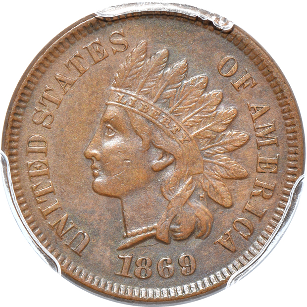 1864 L On Ribbon AU-58, and an 1869/69 (not on holder) XF-45, both PCGS
