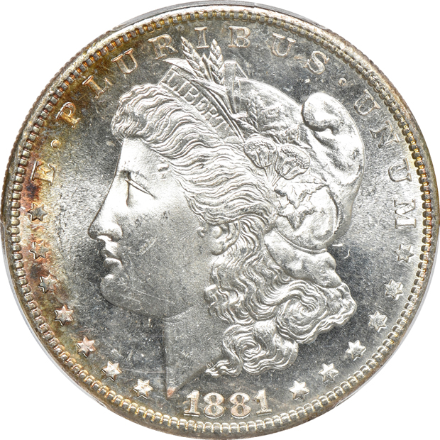 1881-S PCGS MS-64, and an 1887 MS-64 Star CAC