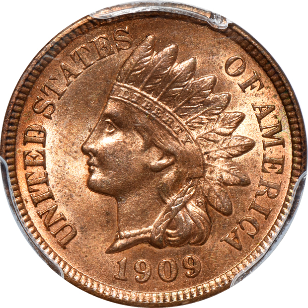 1868 MS-63RB, 1908 MS-64RB CAC, and a 1909 MS-64RD, all PCGS