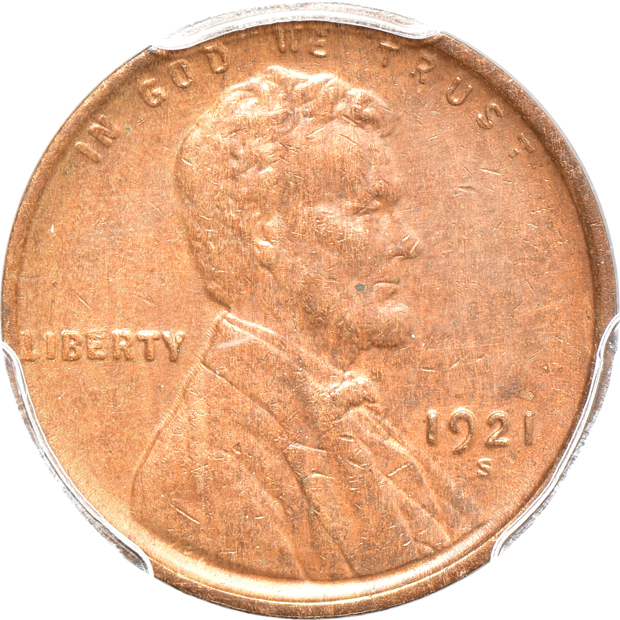 Five different Lincoln Wheat cents certified by PCGS