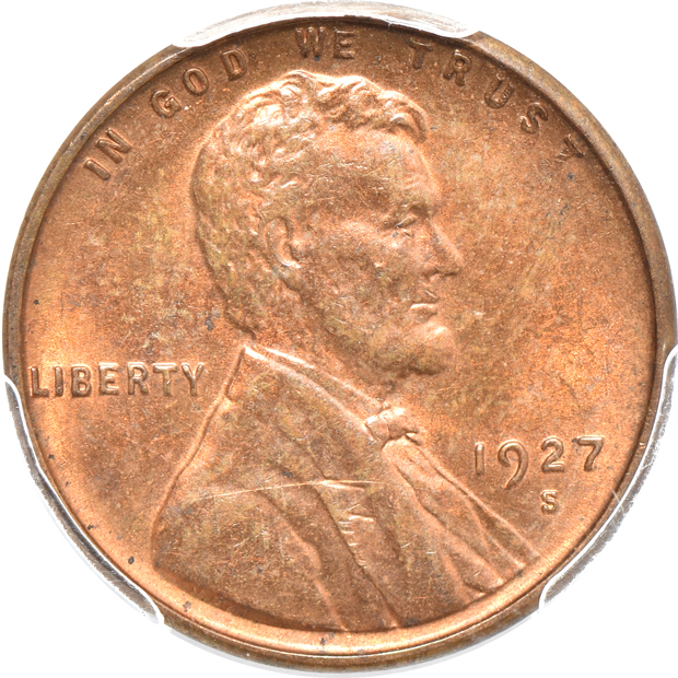 Five different Lincoln Wheat cents certified by PCGS