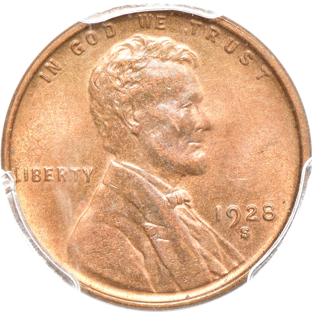 Five different Lincoln Wheat cents certified by PCGS