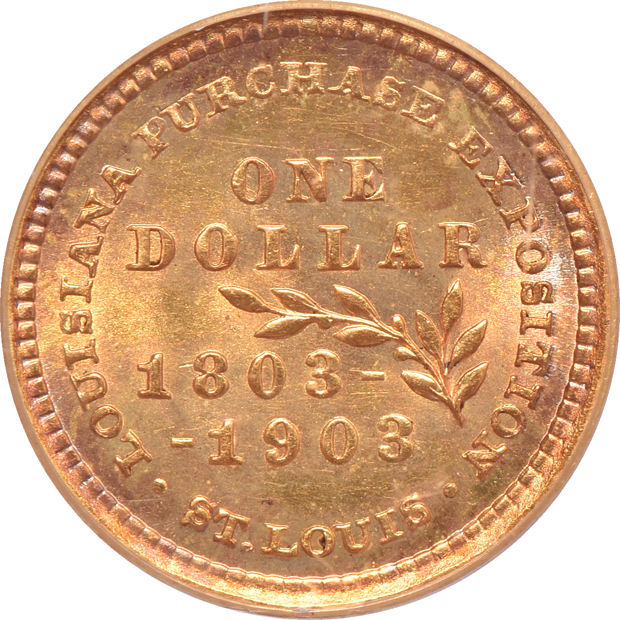 1903 Louisiana Purchase Jefferson MS-63, and a 1903 McKinley MS-64