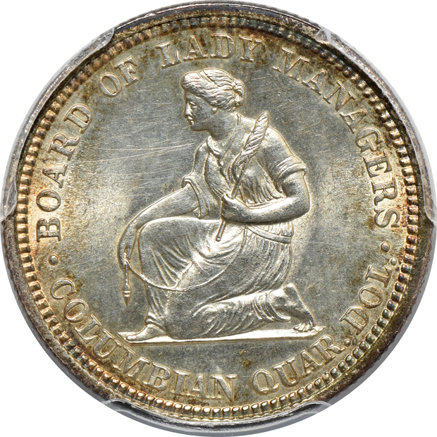 1876-CC Liberty Seated quarter MS-61, and an 1893 Isabella quarter MS-63 CAC, both PCGS