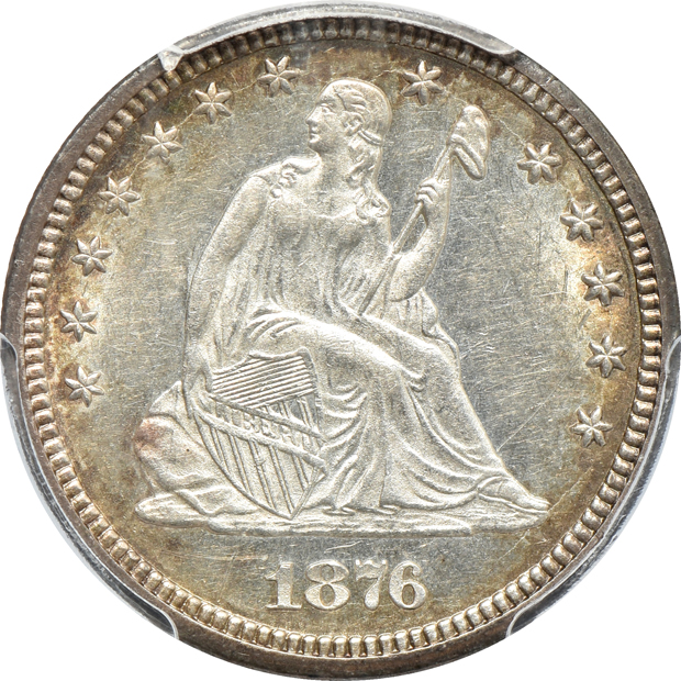 1876-CC Liberty Seated quarter MS-61, and an 1893 Isabella quarter MS-63 CAC, both PCGS