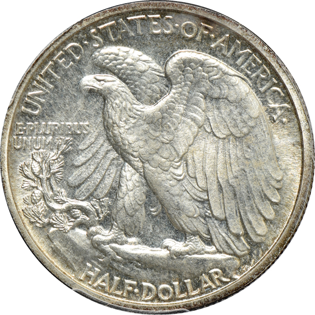 1921 Missouri silver commemorative half-dollar AU-58 and a 1942 Walking Liberty half-dollar PR-64, both PCGS CAC