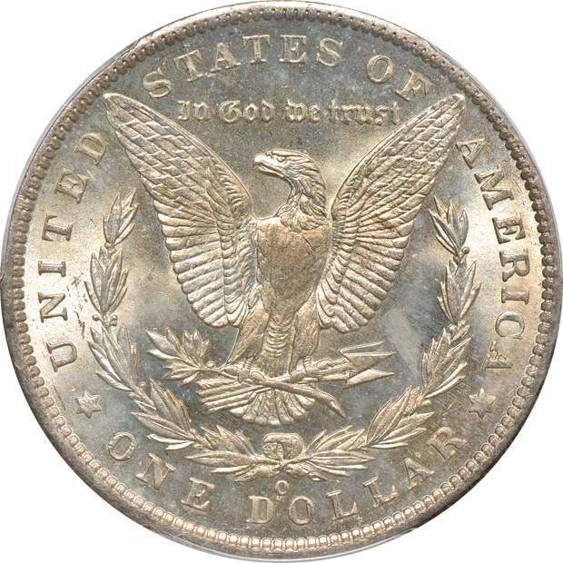 Four different Morgan silver dollars certified by PCGS