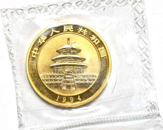 China - 1994 sm. date 1oz gold Panda 100 yuan sealed with ribbon