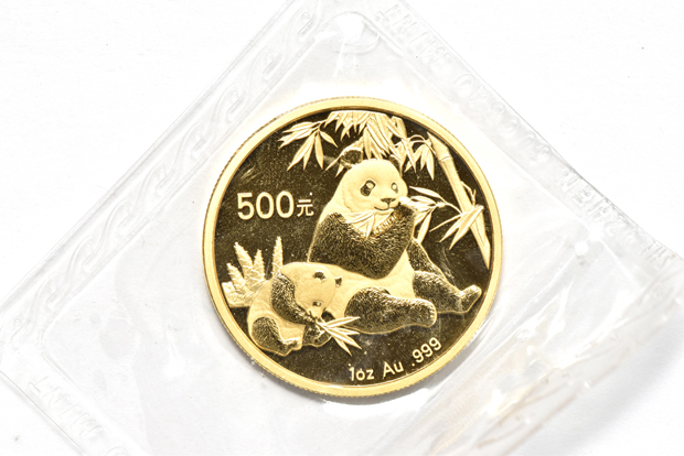 China - 2005 1oz gold Panda 500 yuan sealed, 2006 1oz gold Panda 500 yuan sealed, and a 2007 1oz gold Panda 500 yuan sealed
