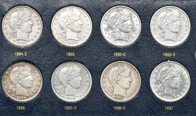Complete collection of Barber half-dollars in a Whitman 9124 album